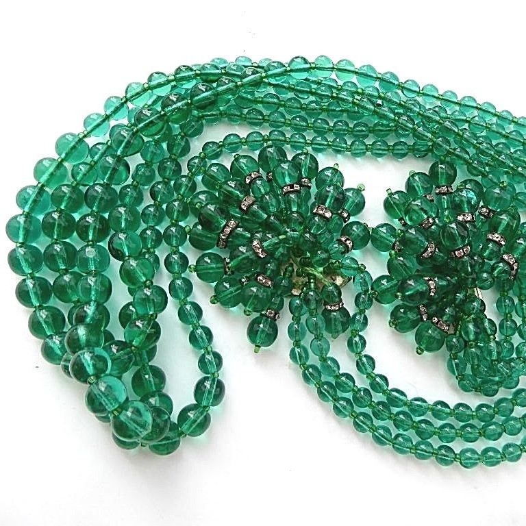 Art Deco Green crystal sautoir necklace